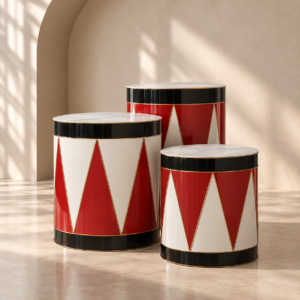 Red & Black Harlequin Drums - 3pc