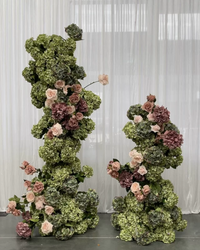 Our Signature Floral Towers now available to hire in Green | Deep Mauve